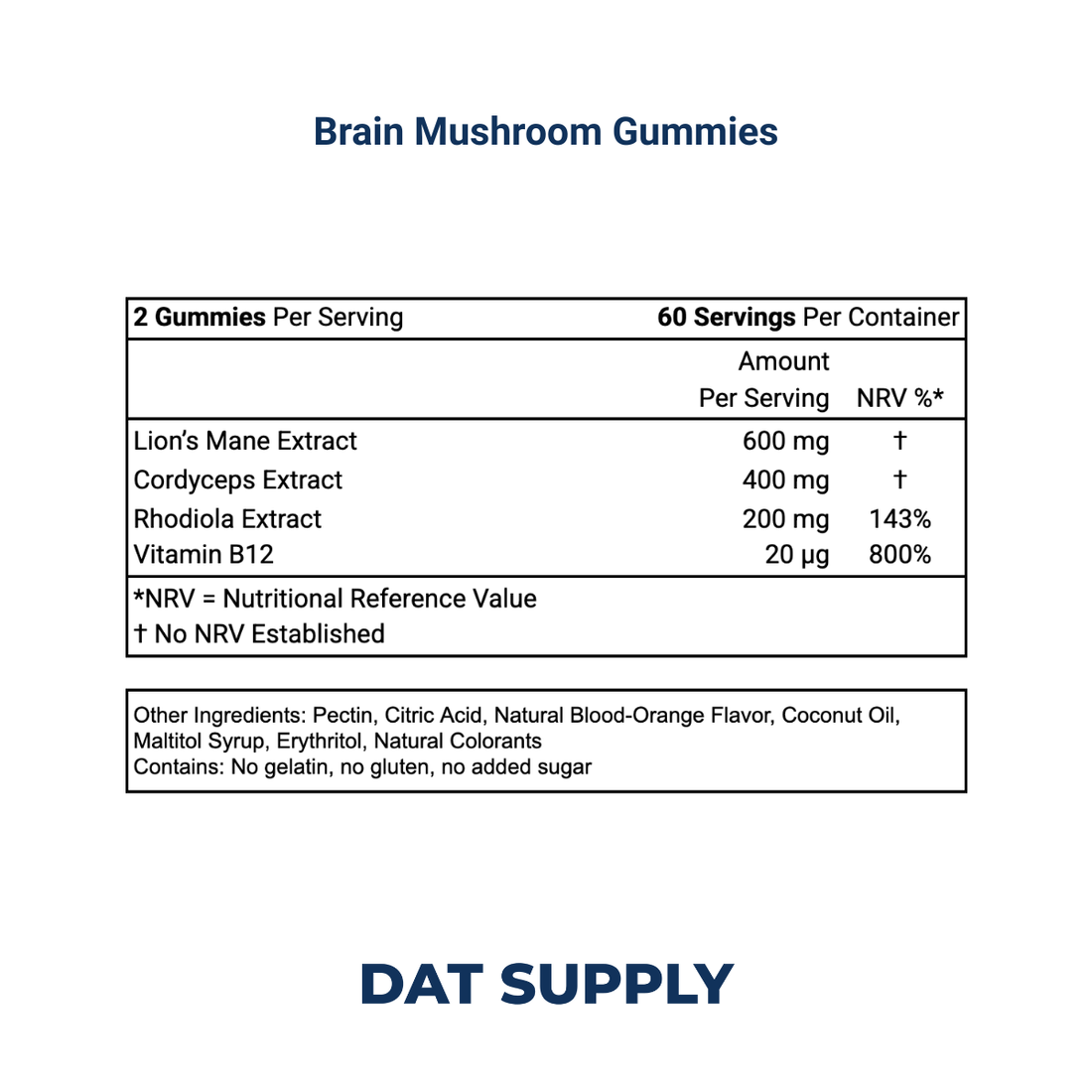Brain Mushroom Gummies White Label Formula – Lion’s Mane & Ginkgo Biloba | DAT Supply