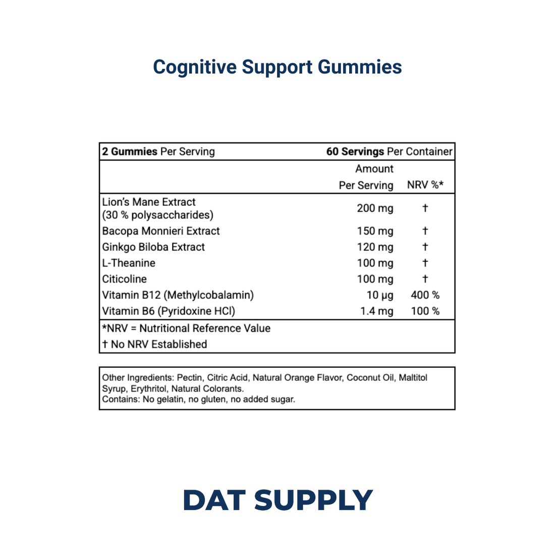 Cognitive Support Gummies White Label Formula – Lion’s Mane, Bacopa & Citicoline