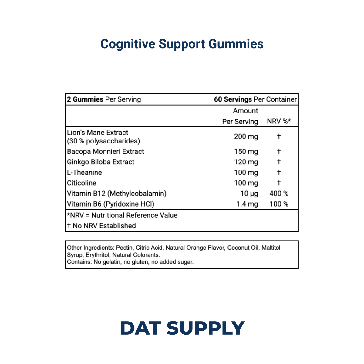Cognitive Support Gummies White Label Formula – Lion’s Mane, Bacopa & Citicoline