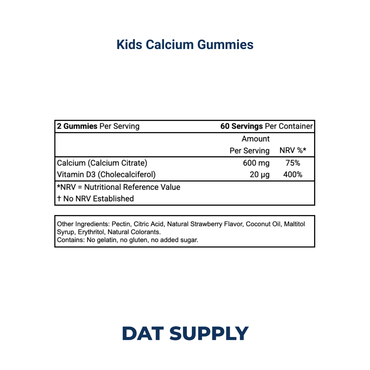 Kids Calcium Gummies White Label Formula – Calcium + D3 for Bone Growth | DAT Supply