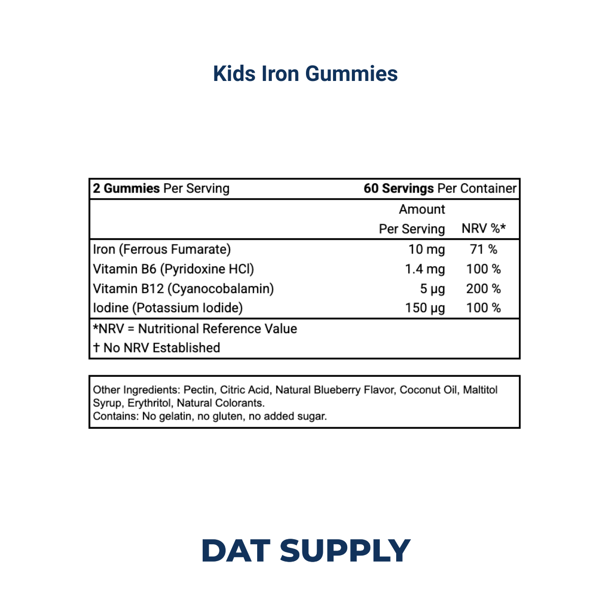 Kids Iron Gummies White Label Formula – Iron + Vitamin B12 | DAT Supply