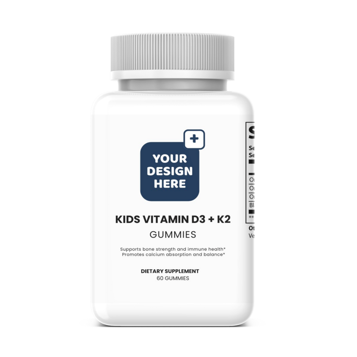 Kids Vitamin D3 + K2 Gummies White Label PET Bottle – Bone & Immunity Support | DAT Supply