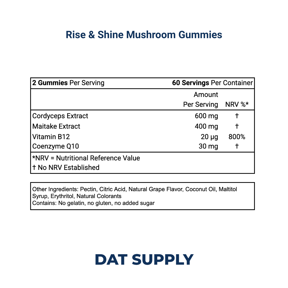 Rise & Shine Mushroom Gummies White Label Formula – Cordyceps & Vitamin B12 | DAT Supply
