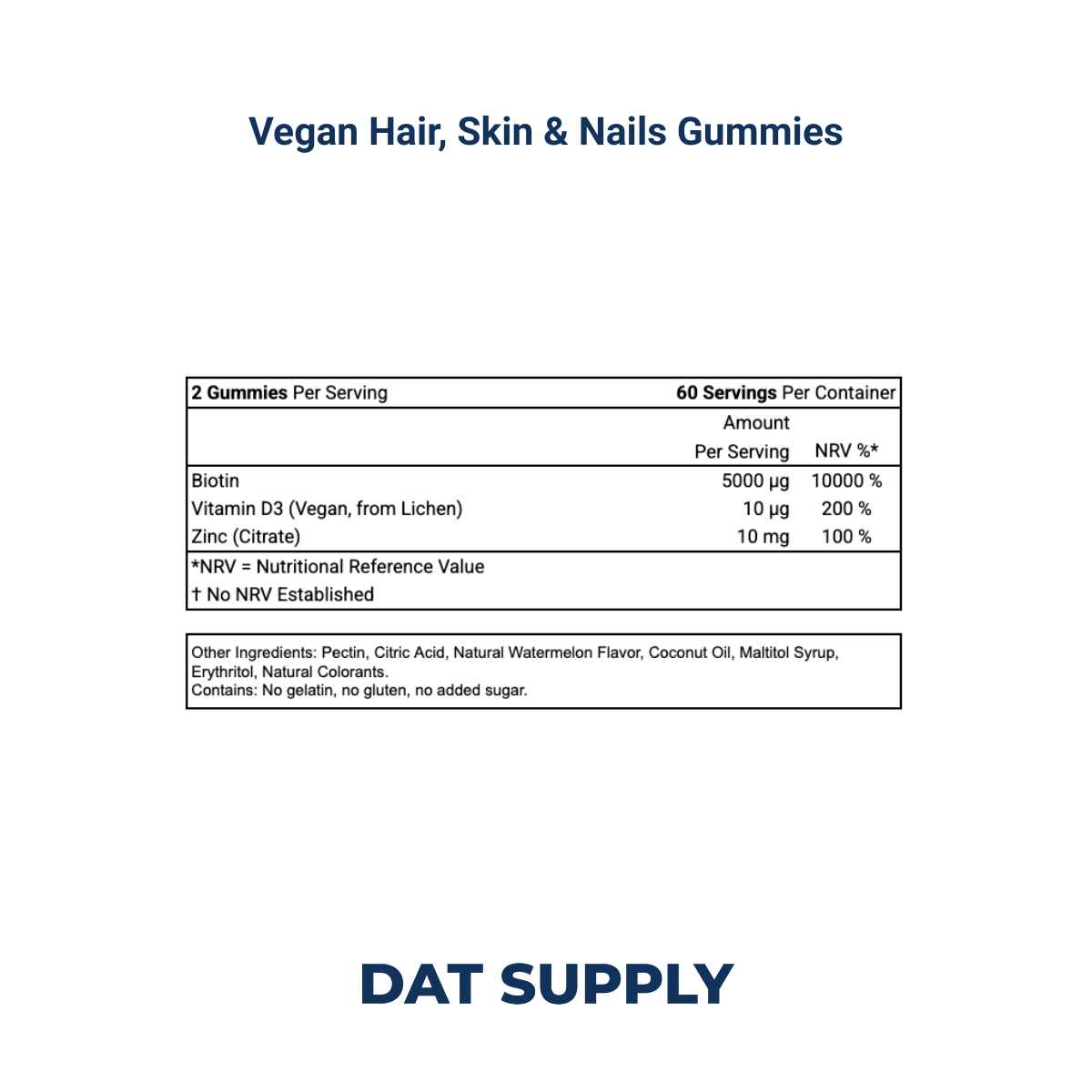 Vegan Hair Skin & Nails Gummies White Label Formula – Biotin, Vitamin D3 & Zinc | DAT Supply